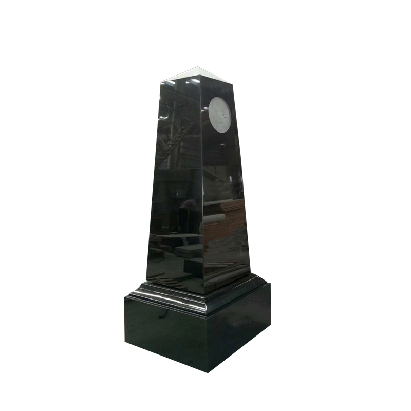 Absolute Black Granite Obelisk Sculpture Monument Engraving