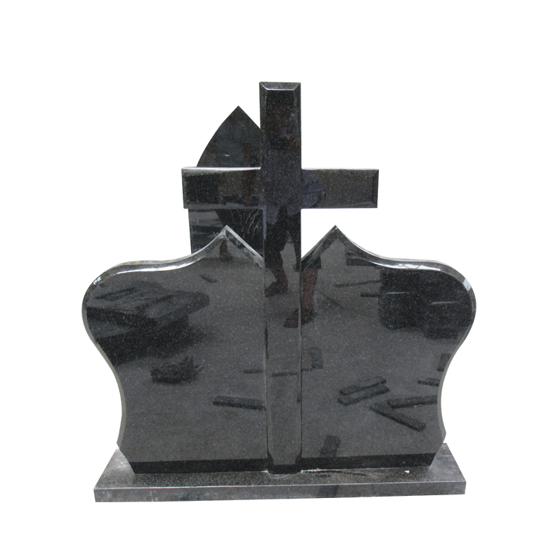 Nero Impala Black Granite Cross Headstones for Graves Prix