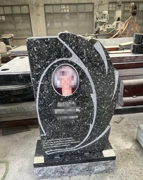 Polished New Emerald Pearl Granite Headstone 1