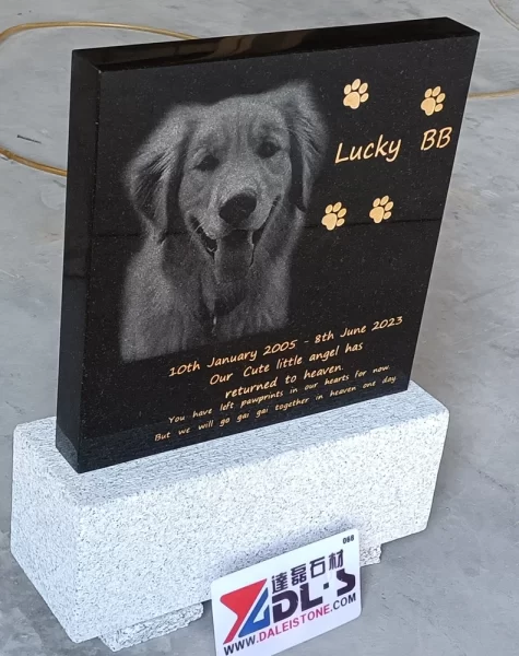 Carved Pet Headstone Black Granite Pet Grave Marker 2