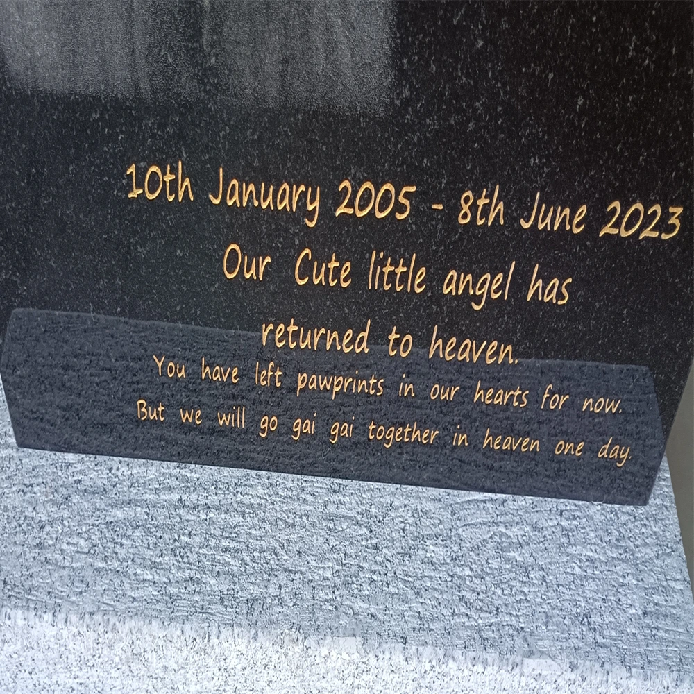 Carved Pet Headstone Black Granite Pet Grave Marker 5