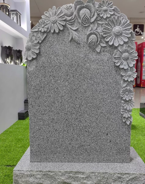 Hand Carved Unique Flower Headstone G614 Granite Tombstone 1