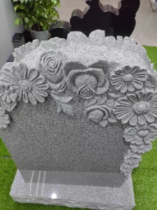 Hand Carved Unique Flower Headstone G614 Granite Tombstone 2