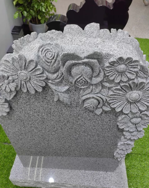 Hand Carved Unique Flower Headstone G614 Granite Tombstone 2