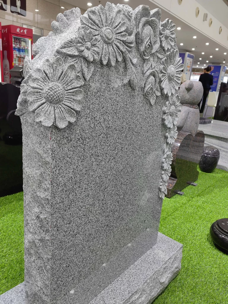 Hand Carved Unique Flower Headstone G614 Granite Tombstone 3