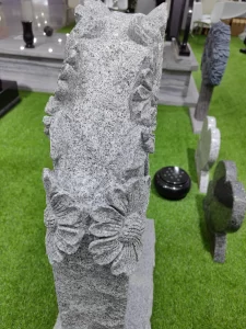 Hand Carved Unique Flower Headstone G614 Granite Tombstone 4