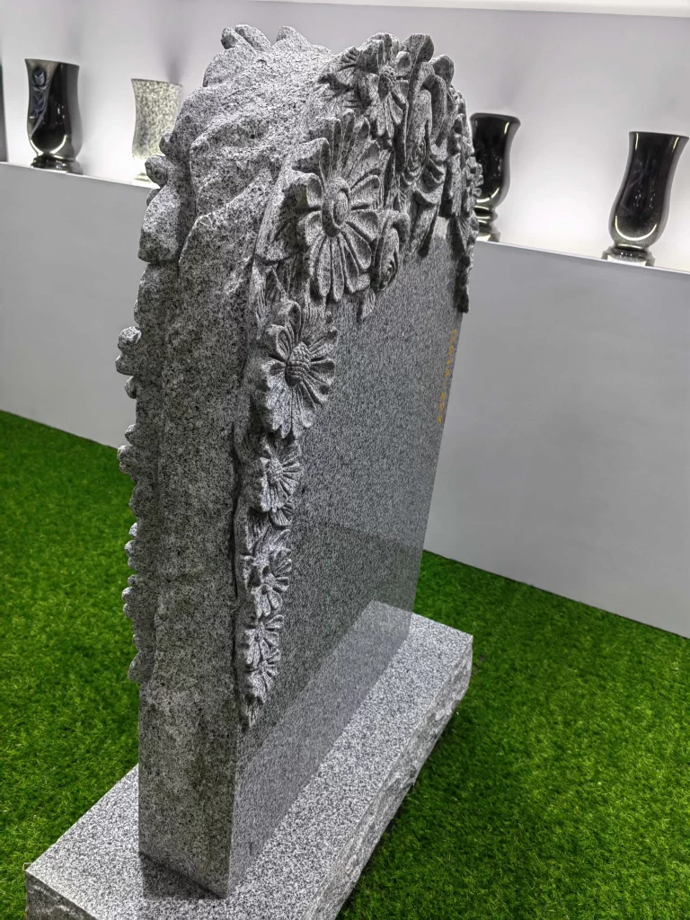 Hand Carved Unique Flower Headstone G614 Granite Tombstone 7