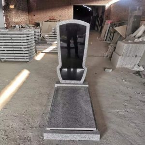 G603 Shanxi Black Granite Tombstone Russian Style Kerbed Monument 1
