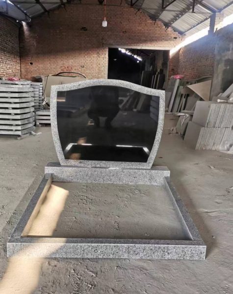 G603 Shanxi Black Granite Tombstone Russian Style Kerbed Monument 3