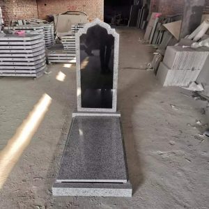 G603 Shanxi Black Granite Tombstone Russian Style Kerbed Monument 5