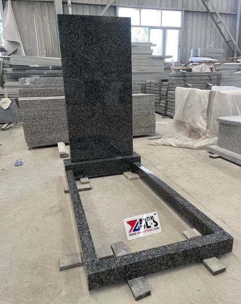 Black Ice Dapple Granite Headstone Kerb Memorial 4 1