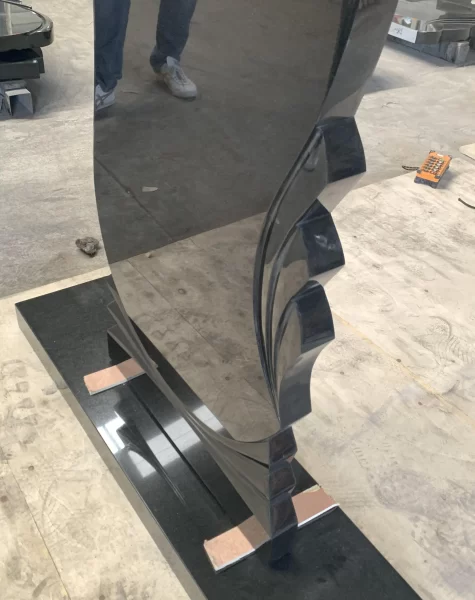 Polished Absolute Black Granite Upright Headstone 4