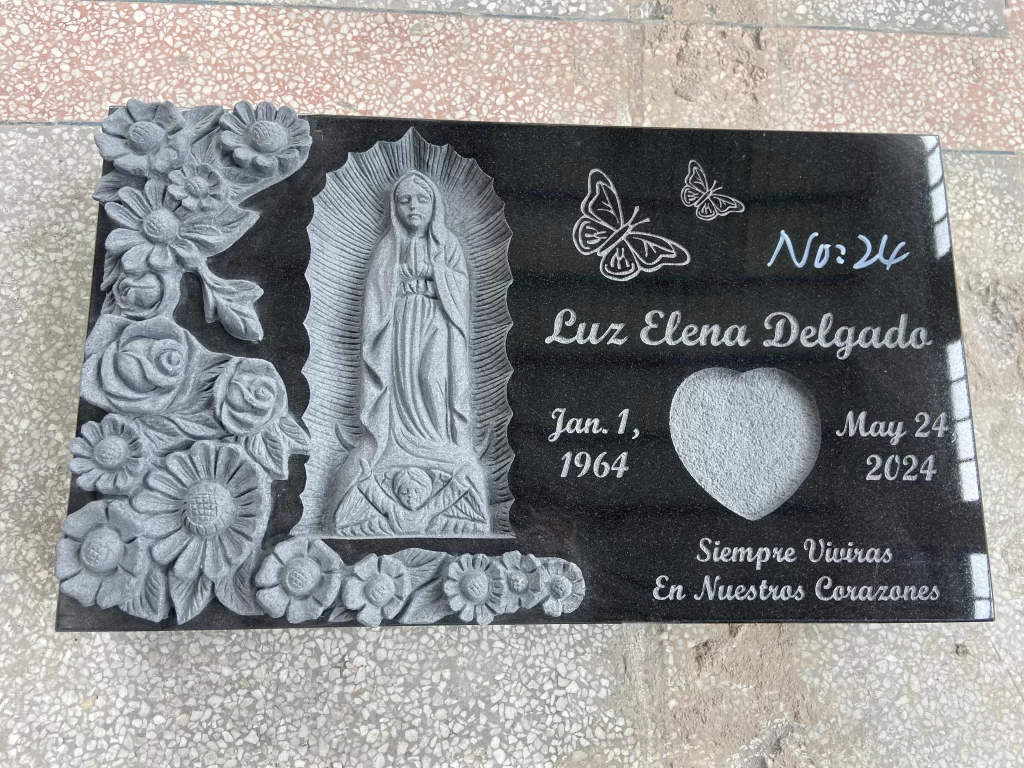 Bespoke Carved Black Granite Flat Memorial Marker Monument 1