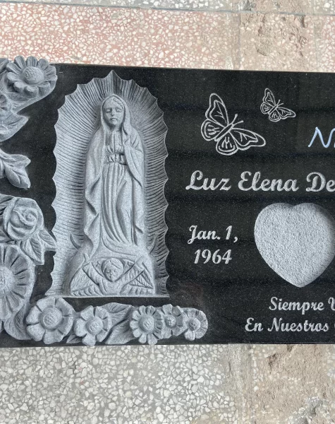 Bespoke Carved Black Granite Flat Memorial Marker Monument 1