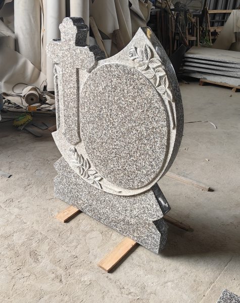 Carved Rose Cross Design G664 Granite Headstone 1