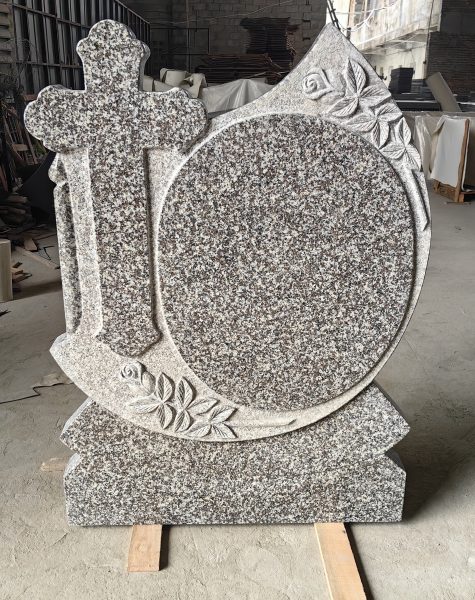 Carved Rose Cross Design G664 Granite Headstone 5