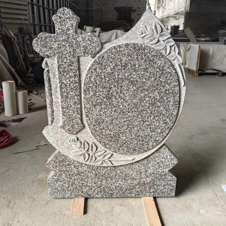 Carved Rose Cross Design G664 Granite Headstone 5