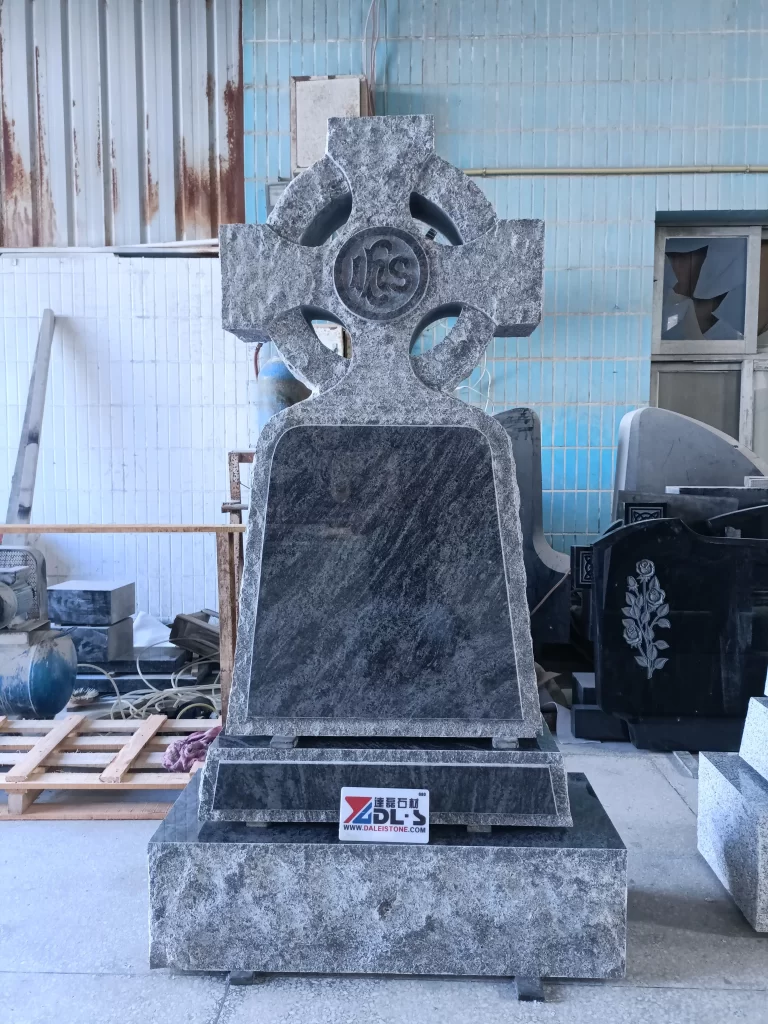 Rustic Celtic Cross Headstone Bahama Blue Granite Monument Irish Style 1