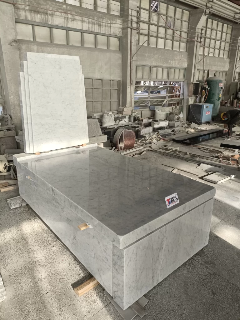 Carrara White Marble Tombstone 3